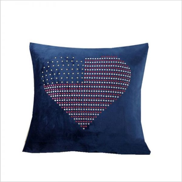 Housse de coussin cœur de strass 2