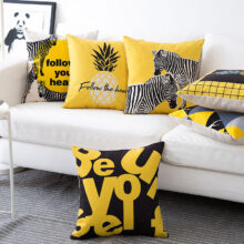 housse de coussin collection yellow zèbre housse de coussin collection yellow zèbre 1