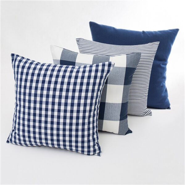 Housse de coussin collection carreaux bleu Housse de coussin collection carreaux bleu 2