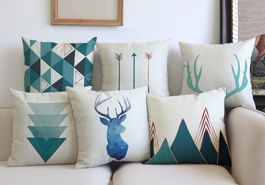 Housse de coussin scandinave bleu nordique 1