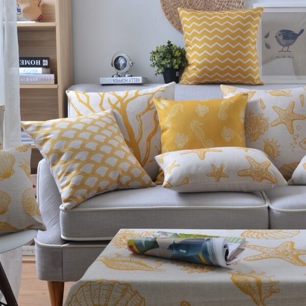 Housse de coussin jaune marin nordique 1