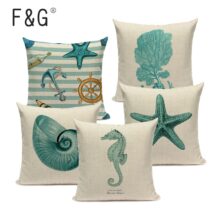 Housse de coussin bord de mer vert turquoise Housse de coussin bord de mer vert turquoise 1