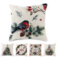 Housse de coussin sapin et couronne de noël 4