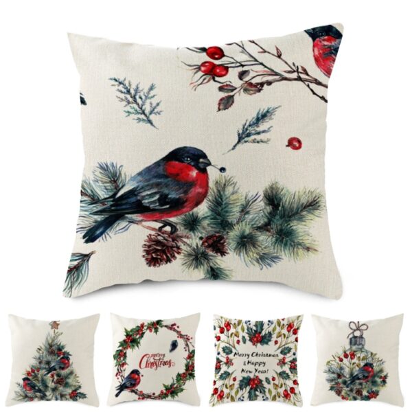 Housse de coussin sapin et couronne de noël 4