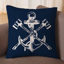 Housse de coussin ancre bleu bord de mer 3