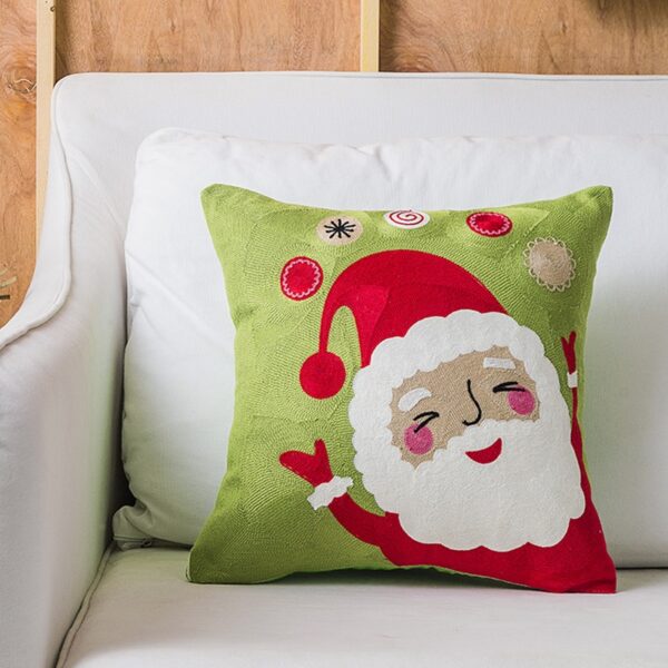 Housse de coussin Noël brodé du père Noël 13