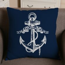Housse de coussin ancre bleu bord de mer 4