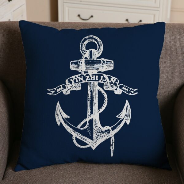 Housse de coussin ancre bleu bord de mer 4
