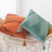 Housse de coussin brodé menthe orange 3
