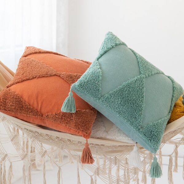 Housse de coussin brodé menthe orange 3