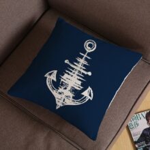 Housse de coussin ancre bleu bord de mer 5