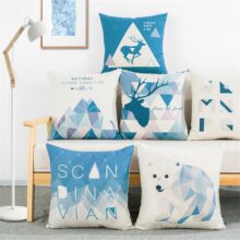 Housse de coussin scandinave ours bleu 3D Housse de coussin scandinave ours bleu 3D 2