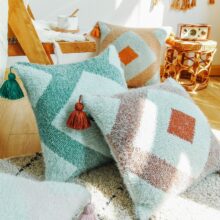 Housses de coussin brodé géométrique menthe à l'eau 4