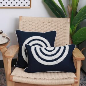 Housse de coussin broderie bleu marin Housse de coussin brodé bleu marin 2