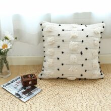 Housses de coussin brodé géométrique noir et blanc Housses de coussin brodé géométrique noir et blanc 3