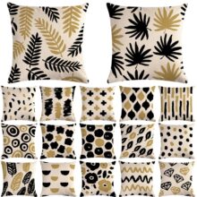 Housse de coussin Nature géométrique noir et beige Housse de coussin Nature géométrique noir et beige 1