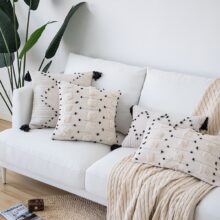 Housses de coussin brodé géométrique noir et blanc 6