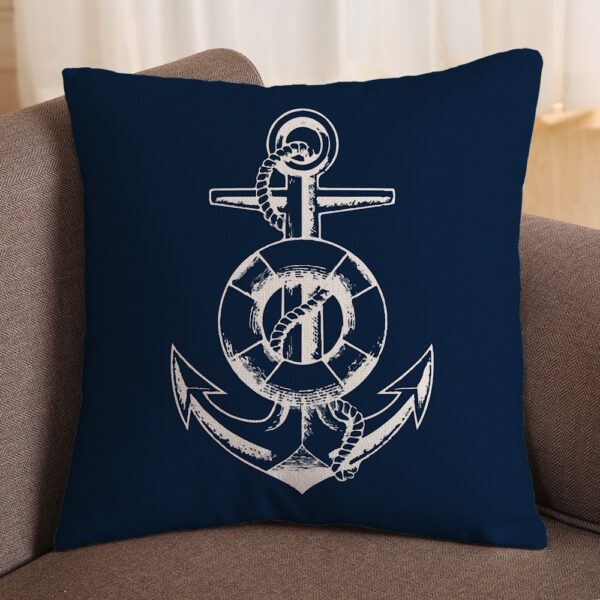 Housse de coussin ancre bleu bord de mer 6