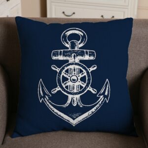 Housse de coussin ancre bleu bord de mer Housse de coussin ancre bleu bord de mer 2