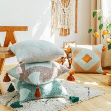 Housses de coussin brodé géométrique menthe à l'eau 5