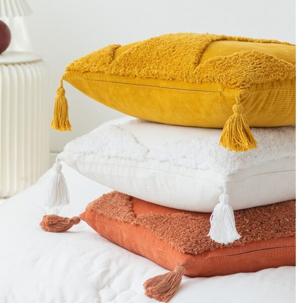 Housse de coussin brodé menthe orange 4