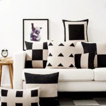 Housse de coussin scandinave noir et blanc géométrique Housse de coussin scandinave noir et blanc géométrique   1