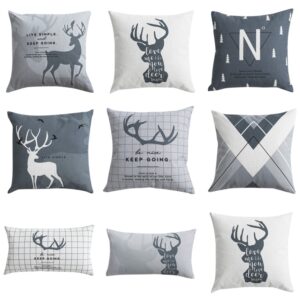 Housse de coussin nordique scandinave cerf gris Housse de coussin nordique scandinave cerf gris 1