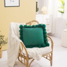 Housse de coussin tricoté gros ponpon Housse de coussin tricoté gros ponpon  5