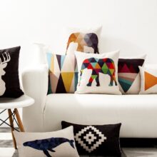 Housse de coussin nordique géométrique éléphant 3D 1