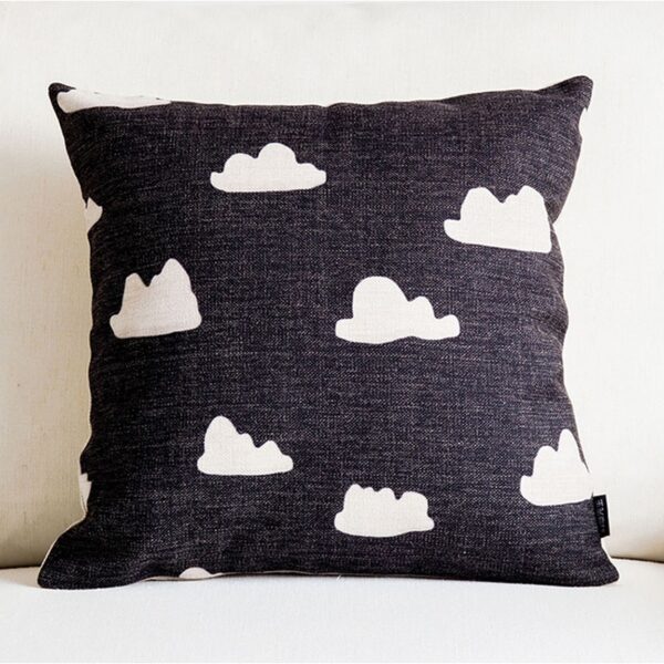 Housse de coussin dessin floral noir et blanc 5