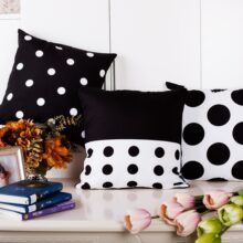 Housse de coussin noir et blanc à pois Housse de coussin noir et blanc à pois 5