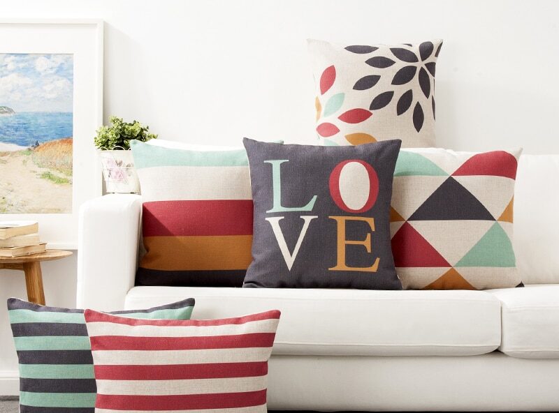 Housse de coussin love nordique géométrique  1