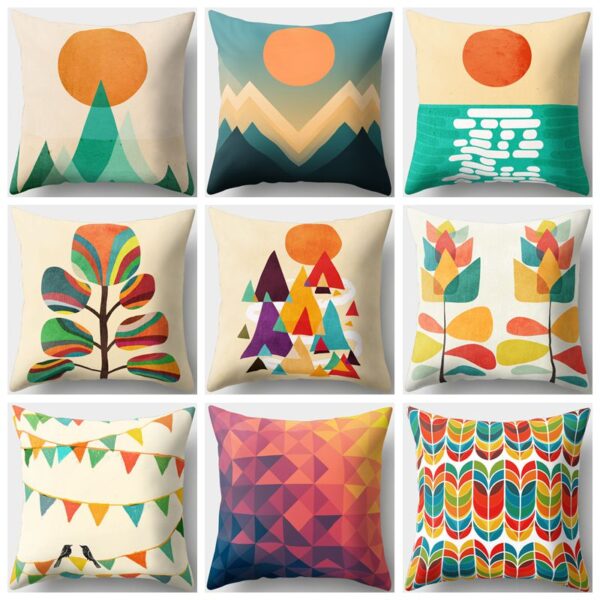 Housse de coussin dessin du soleil levant 1