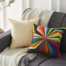 Housse de coussin géométrique damier multicolore  2