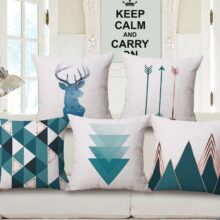 Housse de coussin nordique scandinave flèche cerf et ours 3D 1