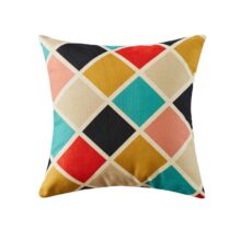 Housse de coussin géométrique damier multicolore  6
