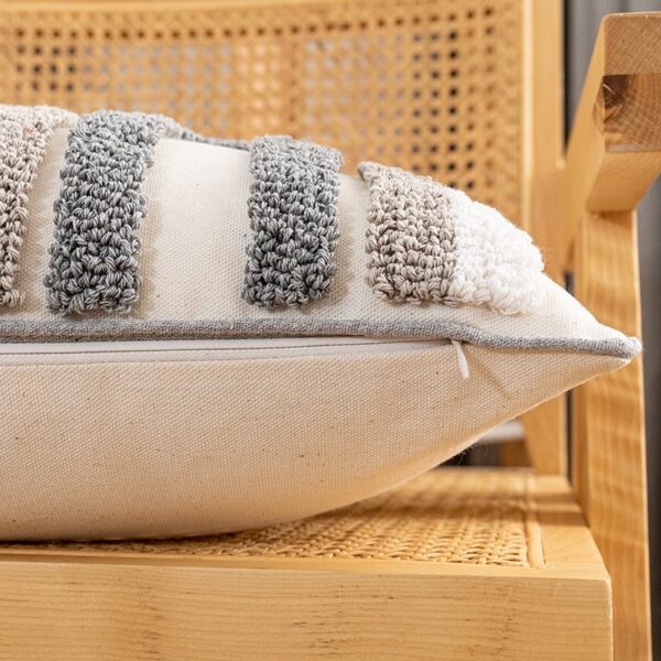 Housse de coussin Boho en coton gris nature Housse de coussin Boho en coton gris nature 6
