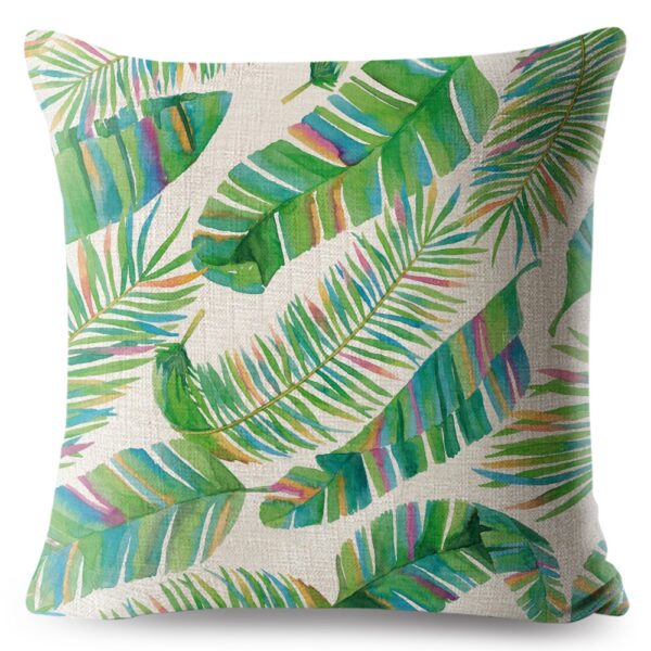 Housse de coussin tropicale perruche nature  4
