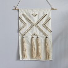 Housse de coussin bohème géométrique beige et noir 3