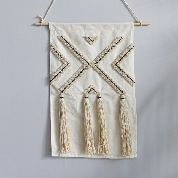 Housse de coussin bohème géométrique beige et noir 3