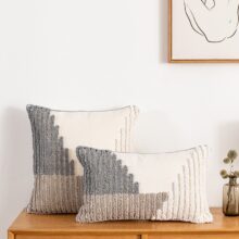 Housse de coussin Boho en coton gris nature Housse de coussin Boho en coton gris nature 3