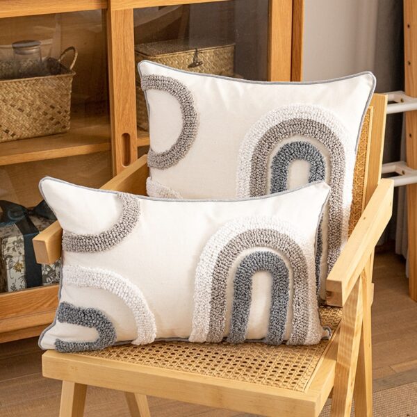 Housse de coussin Boho en coton gris nature Housse de coussin Boho en coton gris nature 2