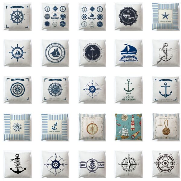 Housse de coussin marin déco bord de mer Housse de coussin marin déco bord de mer 1