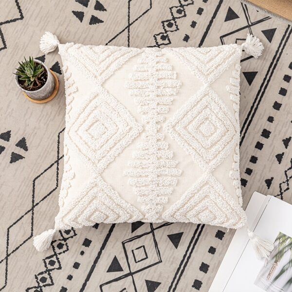 Housse de coussin boho aztèque blanc cassé Housse de coussin boho aztèque blanc cassé  4