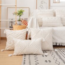Housse de coussin boho aztèque blanc cassé Housse de coussin boho aztèque blanc cassé  1