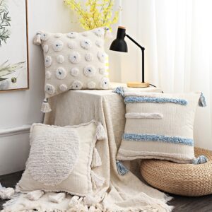 Housse de coussin bohème bleu et jaune 1