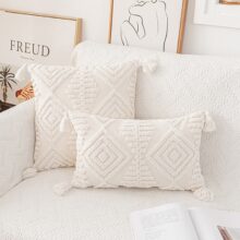 Housse de coussin boho aztèque blanc cassé Housse de coussin boho aztèque blanc cassé  3