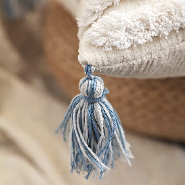 Housse de coussin bohème bleu et jaune Housse de coussin bohème bleu et jaune 2