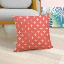 Housse de coussin géométrique fleur corail  2