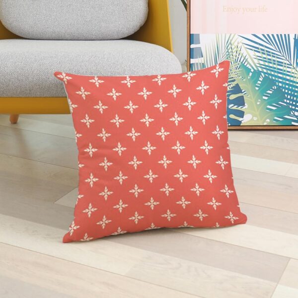 Housse de coussin géométrique fleur corail  2